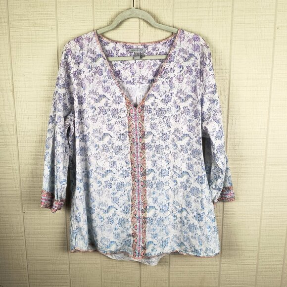 Carbon2Cobalt Botanic Tunic Top Blouse Shirt Cotton Modal - Picture 1 of 4